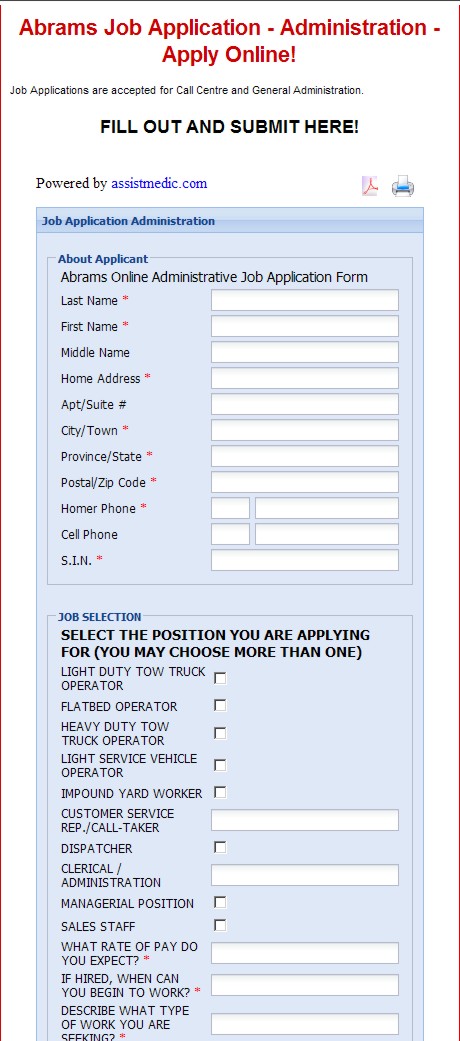 Abrams Secure Employment Application Online