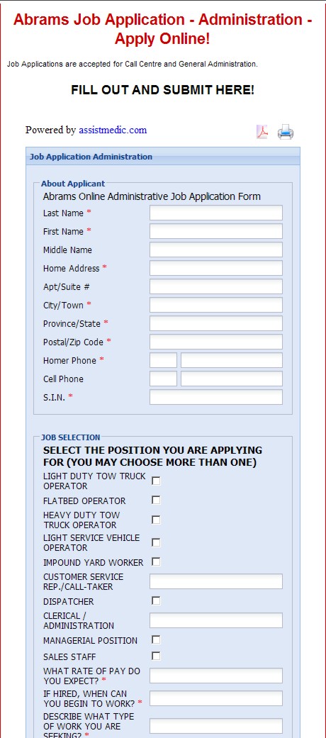 Abrams Secure Employment Application Online